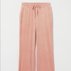 Full length pink velour sweatpants